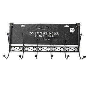 NWT Oasis Home Black Metal Over The Door Hook Rack 6 Hooks